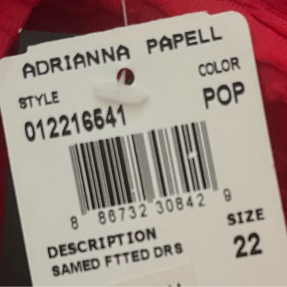 Size 22 Red, Never Worn with Tags, Adrianna Papell Short-Sleeved Formal Dress - Picture 3 of 3